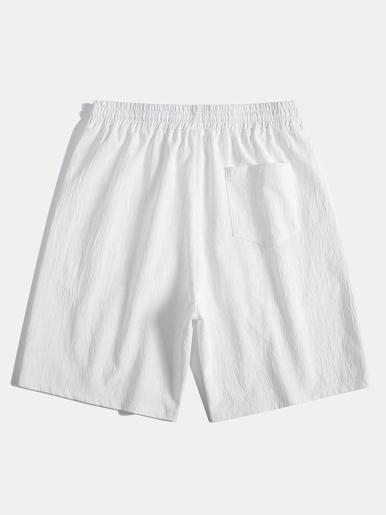 Geometric Striped Jacquard Button Up Shirt & Crinkled Textured Drawstring Shorts