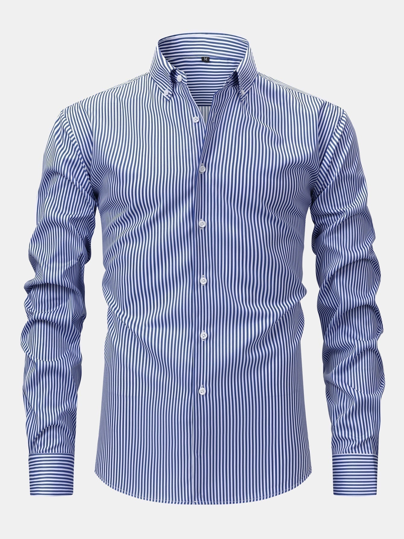 Long Sleeve Stripe Button Up Shirt & Slim Fit Tapered Trousers