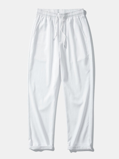 Texture Jacquard Cuban Shirt & Wrinkle Textured Straight Leg Pants