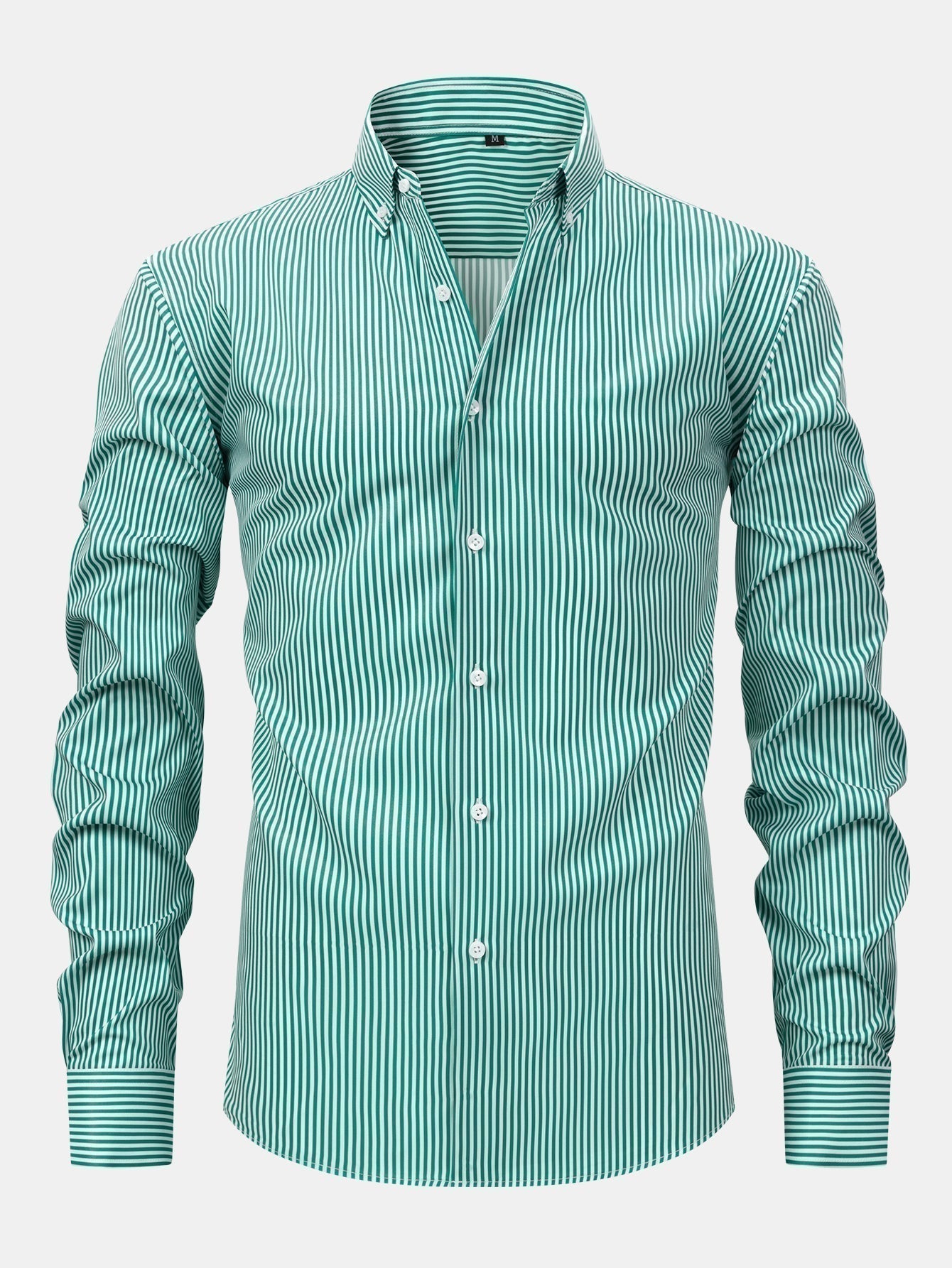 Long Sleeve Stripe Button Up Shirt & Slim Fit Tapered Trousers